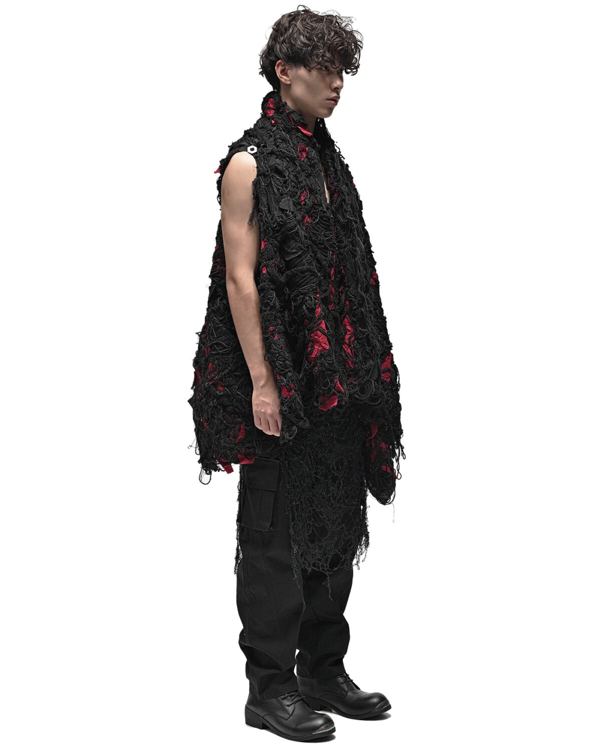 Fiber Bond Patch Volume Sleeveless Cardigan