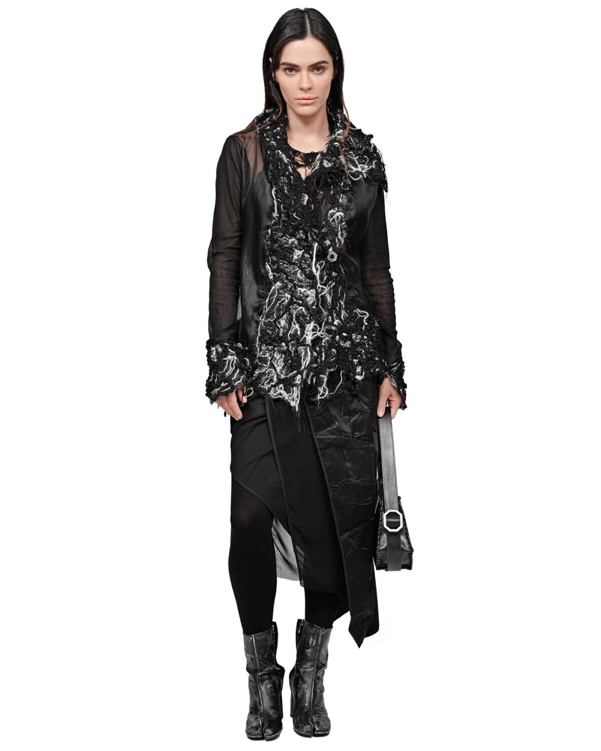 Crushed Drape Layers Sheer Skirt