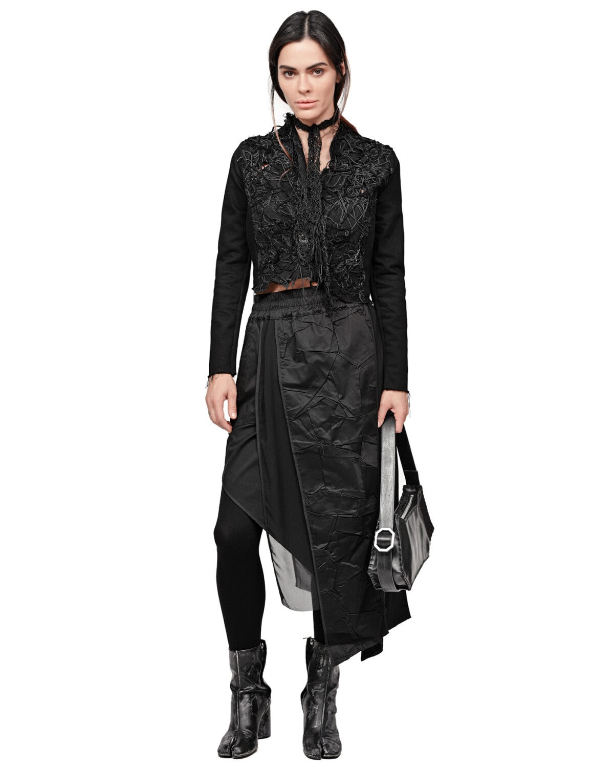 Crushed Drape Layers Sheer Skirt