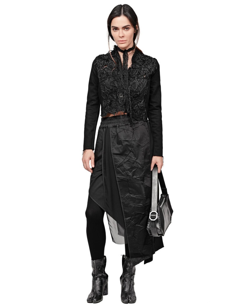 Crushed Drape Layers Sheer Skirt