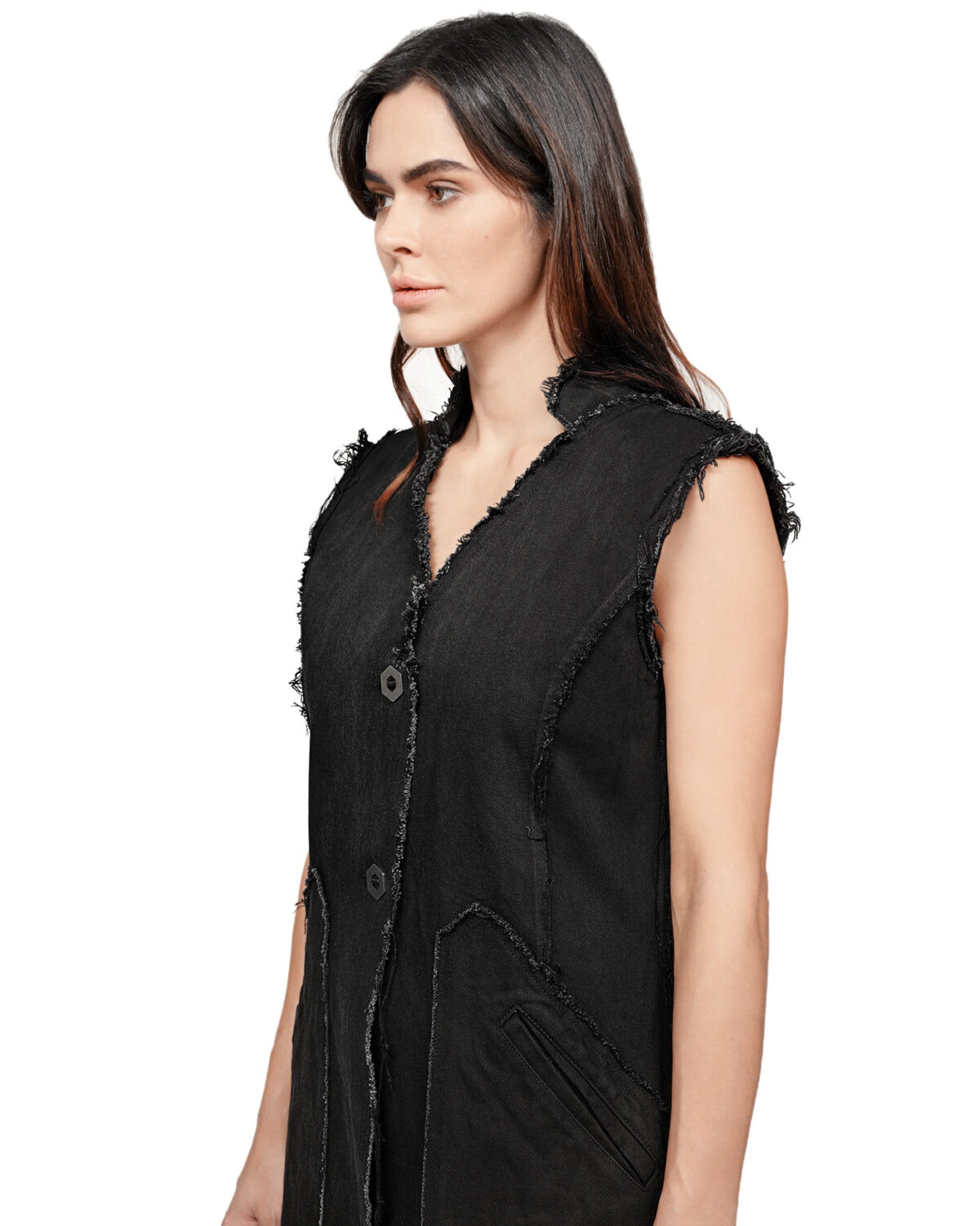 Hexa Layers Sleeveless Denim Coat