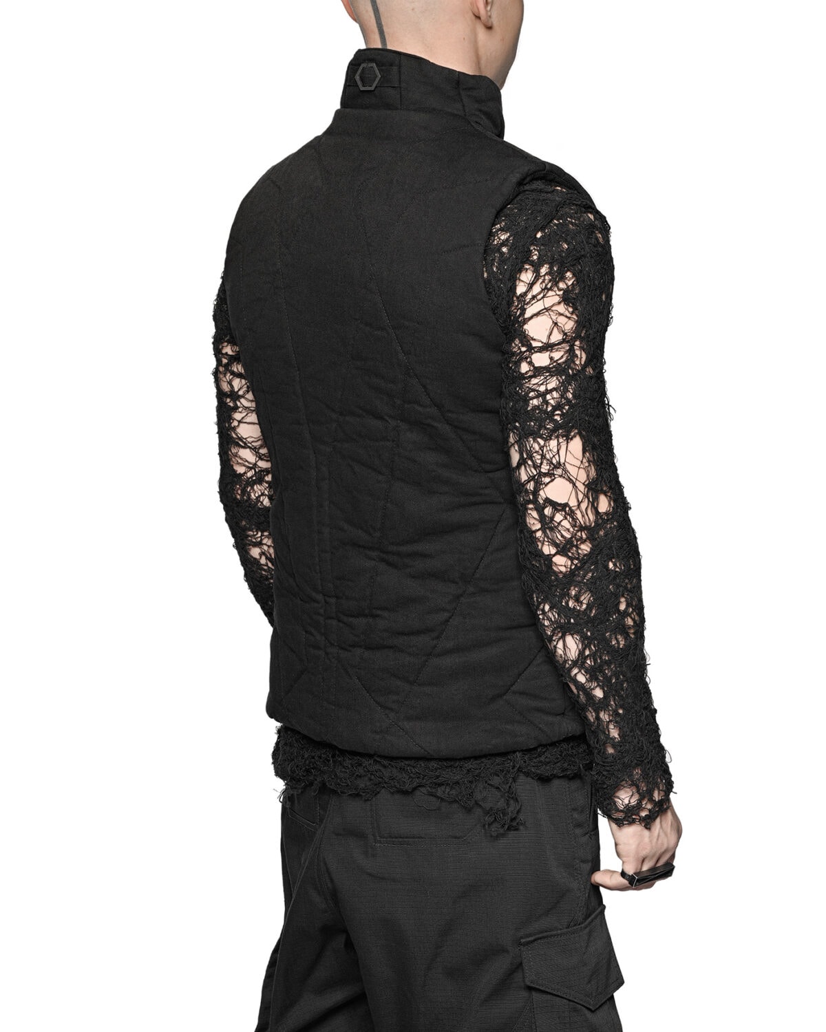 Linear Quilt Denim Puffer Vest