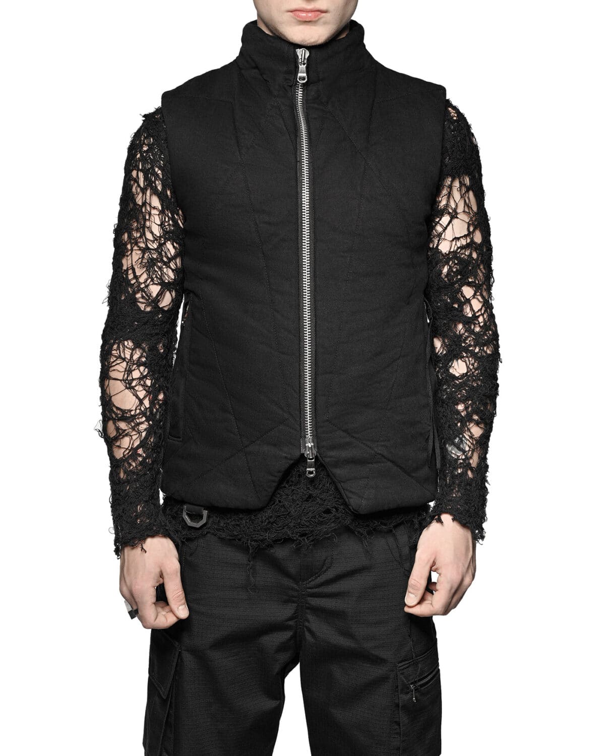 Linear Quilt Denim Puffer Vest