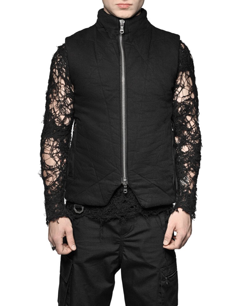 Linear Quilt Denim Puffer Vest