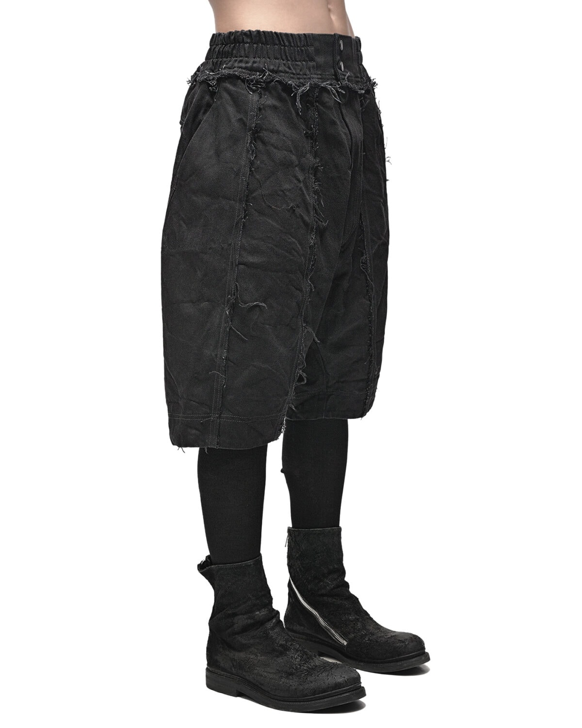 Multi-Cut Denim Washed Construct Shorts