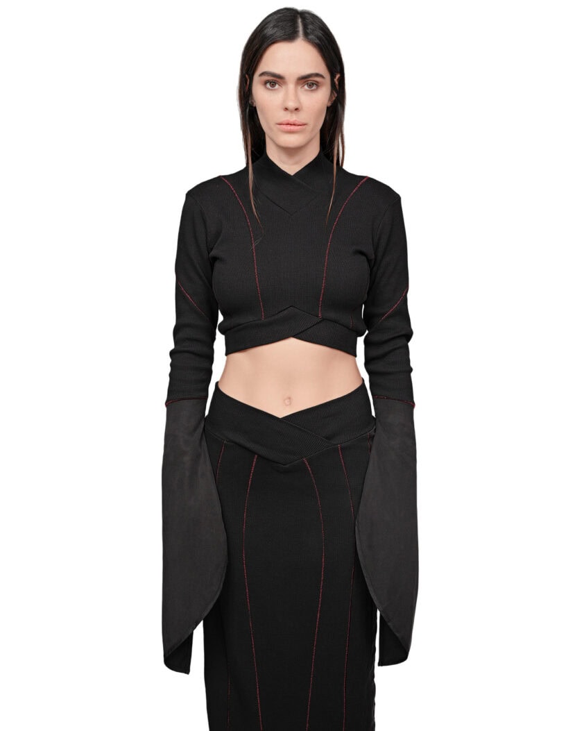 Rib Knit Lilium Layers Crop Top