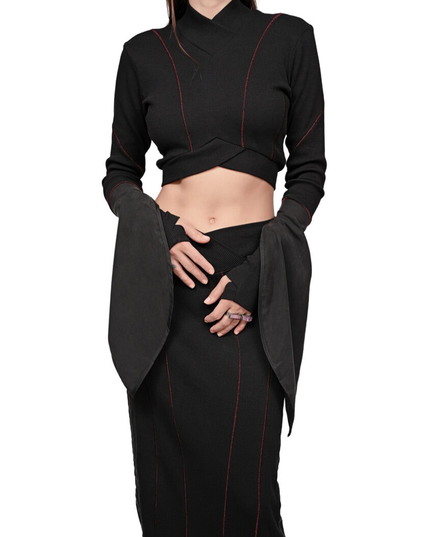 Rib Knit Lilium Layers Crop Top