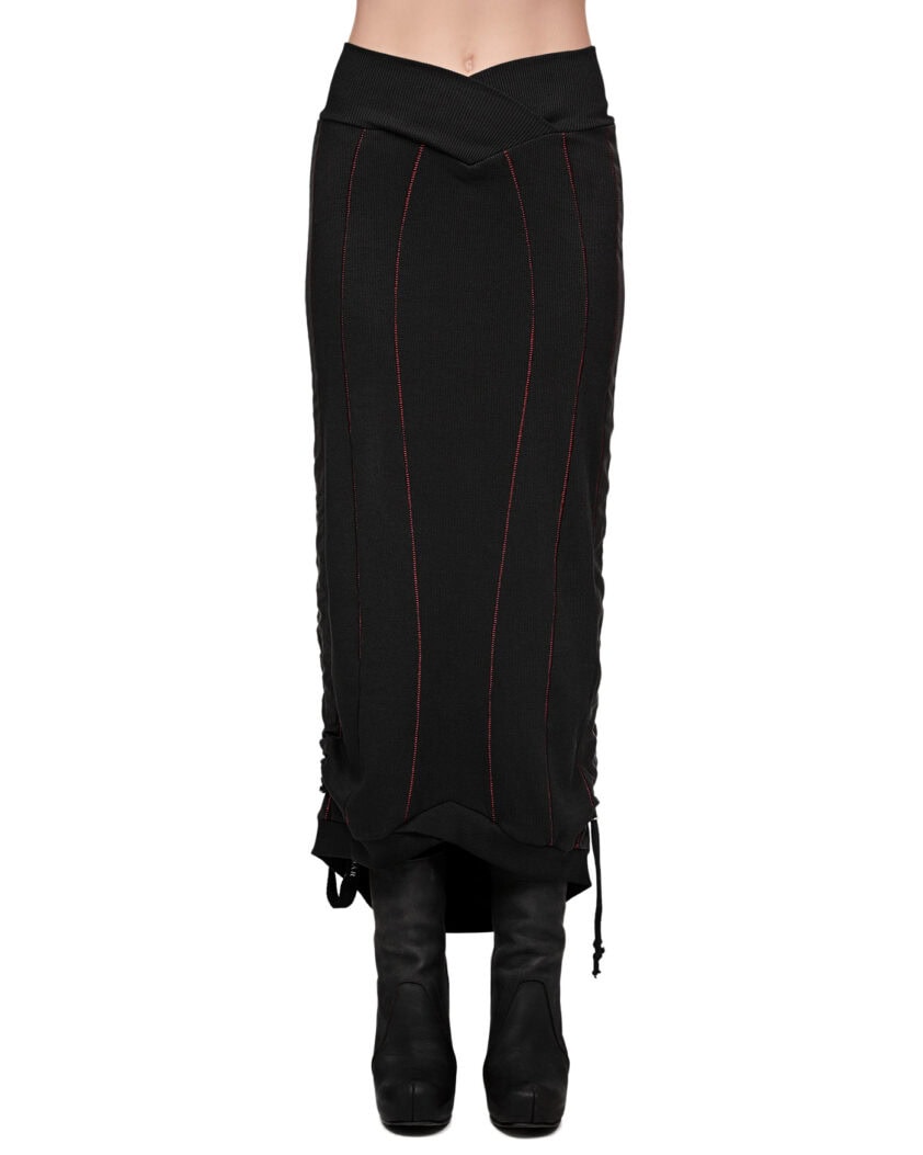 Rib Knit Scar Stitch Transform Skirt