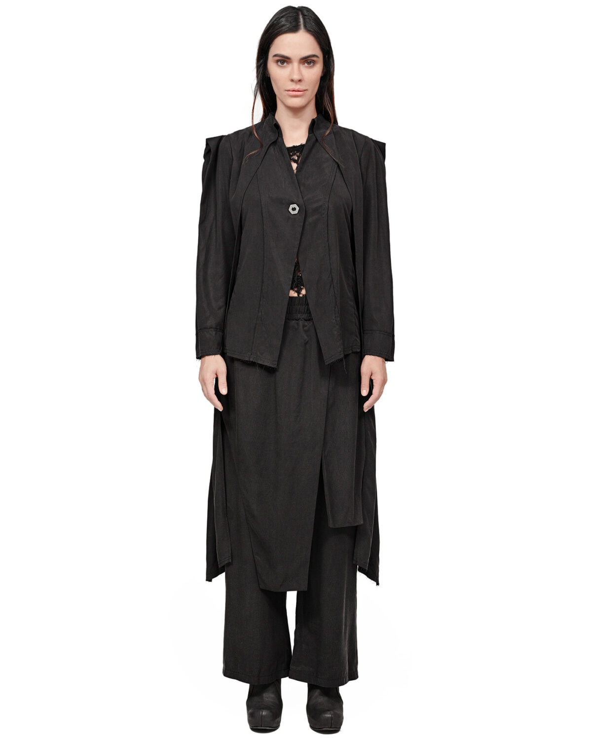 Soft Layers Asymmetry Skirt Pants