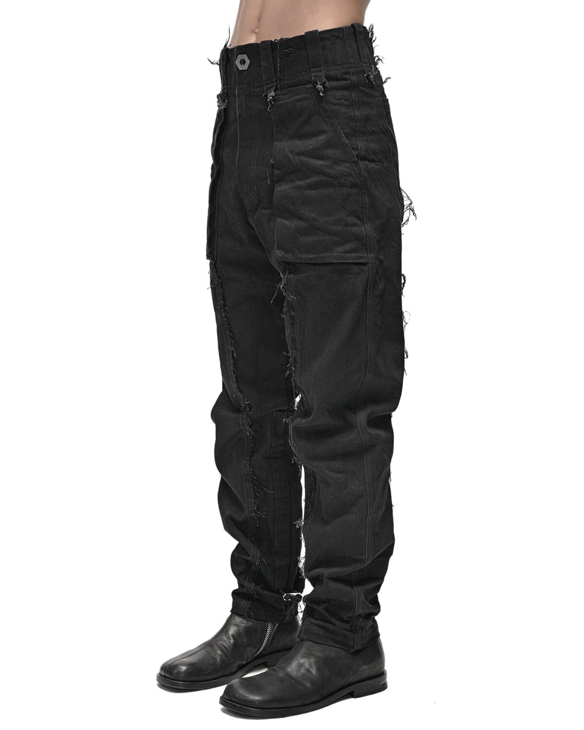 Tapered Denim Wash Construct Pants