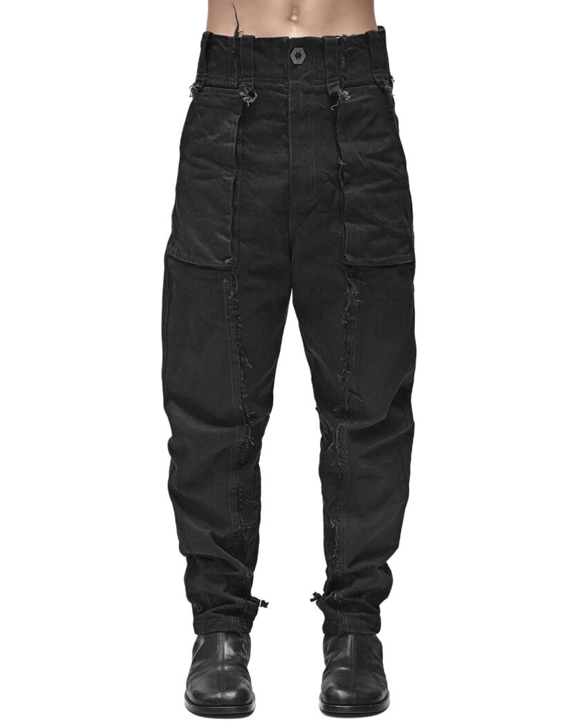 Tapered Denim Wash Construct Pants